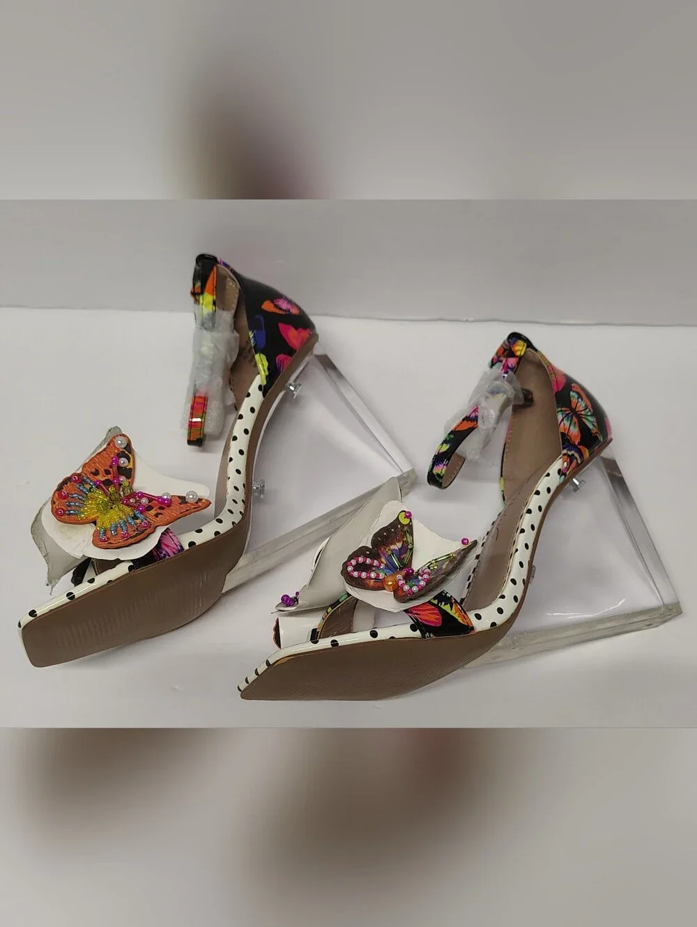 *NEW* Betsey Johnson Marloe Beaded Butterfly Embellished Dot Wedges RARE Sz 7 - Picture 4 of 10